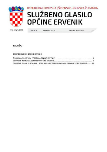 Službeno glasilo Općine Ervenik : 16(2023)  / glavni i odgovorni urednik Predrag Burza.