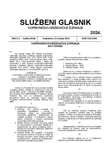 Službeni glasnik Koprivničko-križevačke županije : 32,8(2024)  / glavni i odgovorni urednik Ljubica Belobrk Flamaceta.
