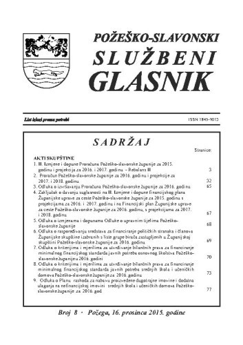 Požeško-slavonski službeni glasnik : 8(2015)  / odgovorni urednik Željko Obradović.