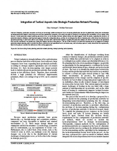 Integration of tactical aspects into strategic production network planning / Elias Auberger, Christian Ramsauer.