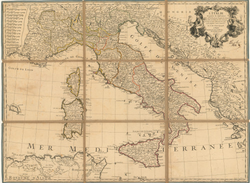 L'Italie dressée sur les observations... du R.P. Riccioli...  / par G. Delisle ; grave Berey