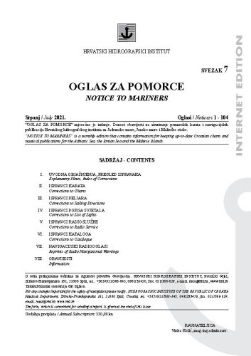 Oglas za pomorce : 7(2021) /  glavni urednik Vinka Kolić.