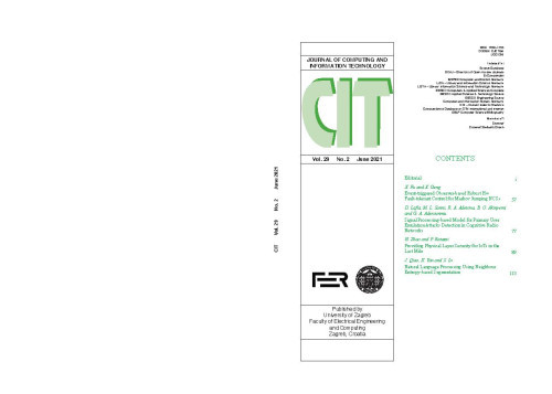 Journal of computing and information technology :  CIT : 29,2(2021) / editor-in-chief Vlado Glavinić
