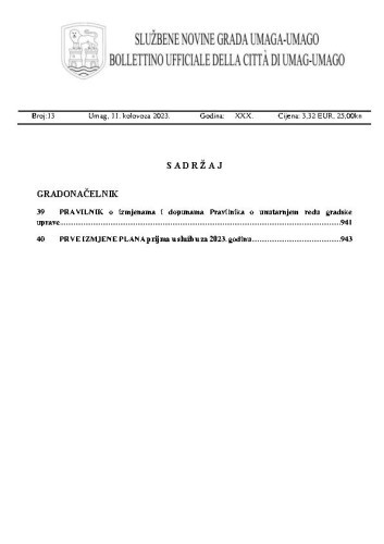 Službene novine grada Umaga  : Gazzetta ufficiale della città di Umago : 30,13(2023)