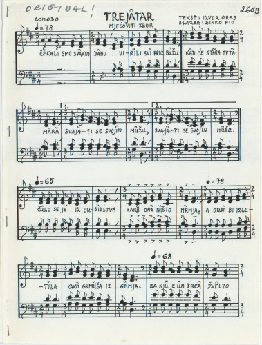 Trejatar : mješoviti zbor / glazba Dinko Fio ; tekst Izvor Oreb.