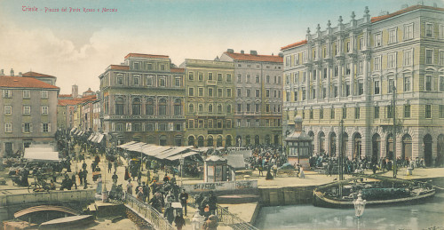 Trieste - Piazza del Ponte Rosso e Mercato.