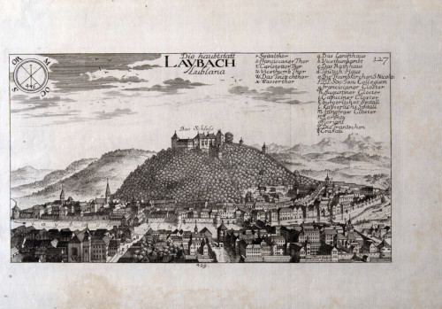 Die haubtstatt Laybach = Lublana / [gravirao Andreas Trost; prema crtežu Janeza Vajkarda Valvasora].