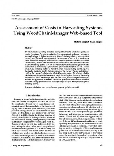 Assessment of costs in harvesting systems using WoodChainManager Web-based tool / Matevž Triplat, Nike Krajnc.