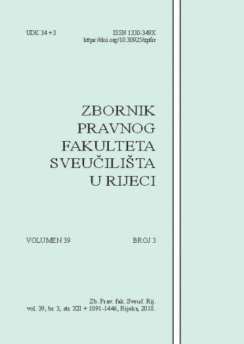 Zbornik Pravnog fakulteta Sveučilišta u Rijeci : 39,3(2018) / glavni urednik Željko Bartulović.