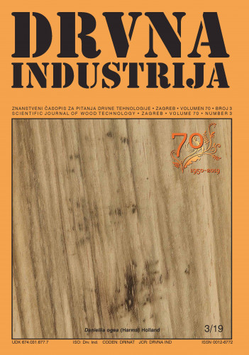 Drvna industrija : znanstveni časopis za pitanja drvne tehnologije : 70,3(2019) / glavni i odgovorni urednik Ružica Beljo-Lučić.