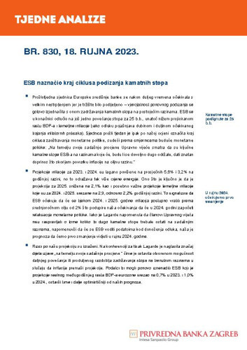 PBZ tjedne analize : 830(2023)  / Privredna banka Zagreb.