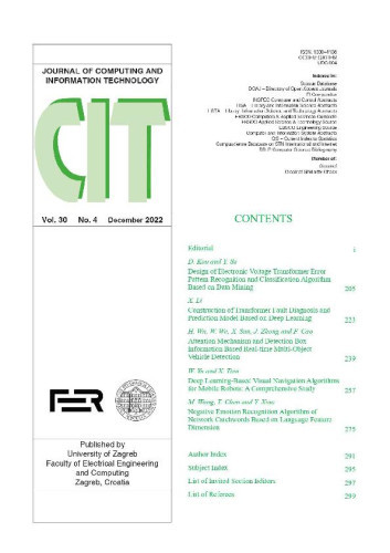 Journal of computing and information technology  : CIT : 30,4(2022) / editor-in-chief Alan Jović.