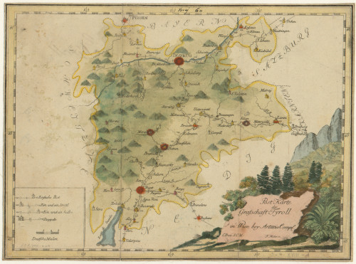 Post Karte der Grafschaft Tyroll  / sculpsit F. Müller