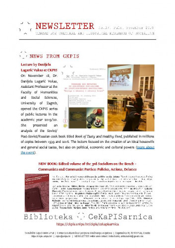 Newsletter : 37(2019) / Centre for Cultural and Historical Research of Socialism = Centar za kultorološka i povijesna istraživanja socijalizma ; editor Anita Buhin.
