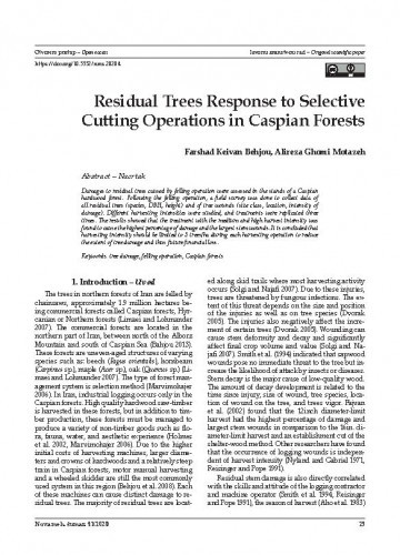 Residual trees response to selective cutting operations in Caspian forests / Farshad Keivan Behjou, Alireza Ghomi Motazeh.