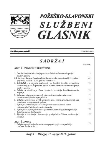 Požeško-slavonski službeni glasnik : 5(2015)  / odgovorni urednik Željko Obradović.