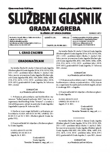 Službeni glasnik grada Zagreba : 65, 22(2021) / glavna urednica Mirjana Lichtner Kristić.