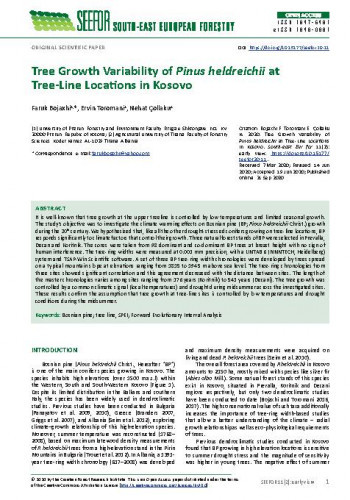Tree growth variability of Pinus heldreichii at tree-line locations in Kosovo / Faruk Bojaxhi, Ervin Toromani, Nehat Çollaku.