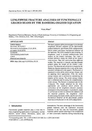 Lengthwise fracture analyses of functionally graded beams by the Ramberg-Osgood equation / Victor Rizov.