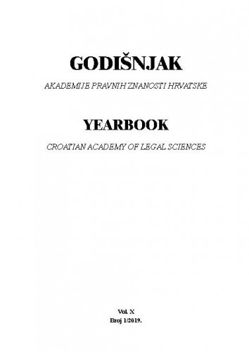 Godišnjak Akademije pravnih znanosti Hrvatske = Yearbook Croatian Academy of Legal Sciences : 10,1(2019) / glavna urednica, editor-in-chief Irena Majstorović.