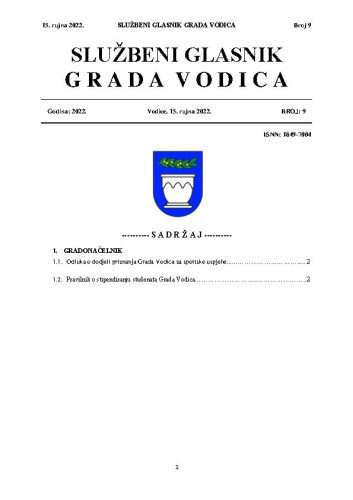 Službeni glasnik Grada Vodica : 9(2022)