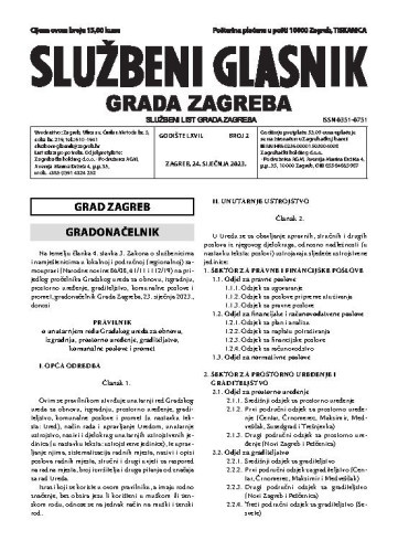 Službeni glasnik grada Zagreba : 67,2(2023)  / glavna urednica Mirjana Lichtner Kristić.
