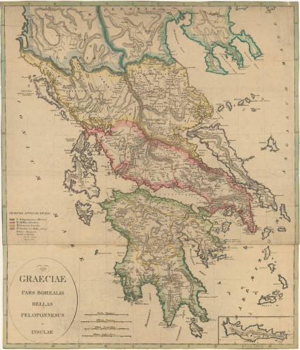 Graeciae  : pars borealis, Hellas, Peloponnesus et insulae.