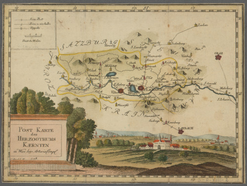 Post Karte des Herzogthums Kaernten  / Müller F. sc