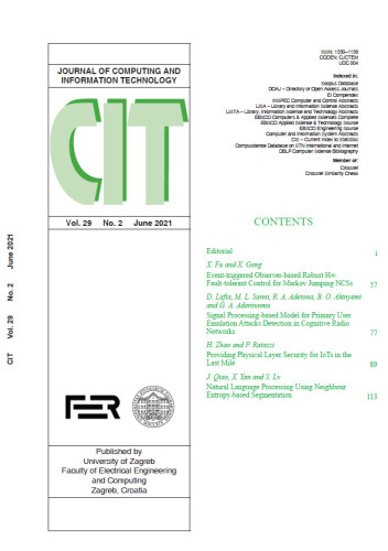 Journal of computing and information technology  : CIT / editor-in-chief Vlado Glavinić
