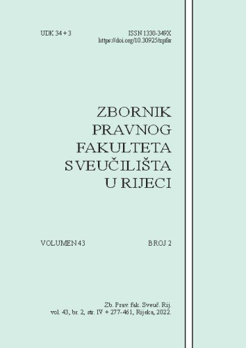 Zbornik Pravnog fakulteta Sveučilišta u Rijeci : 43,2(2022) /  glavni urednik Željko Bartulović.