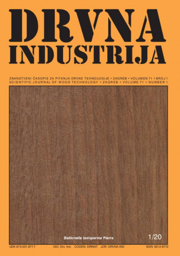 Drvna industrija : znanstveni časopis za pitanja drvne tehnologije : 71,1(2020) / glavni i odgovorni urednik Ružica Beljo-Lučić.