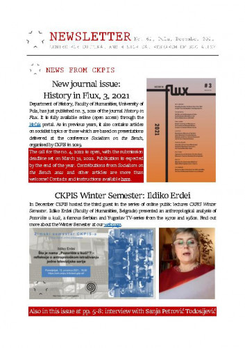 Newsletter : 62(2021)   / Centre for Cultural and Historical Research of Socialism = Centar za kultorološka i povijesna istraživanja socijalizma ; editors Igor Duda, Anita Buhin.