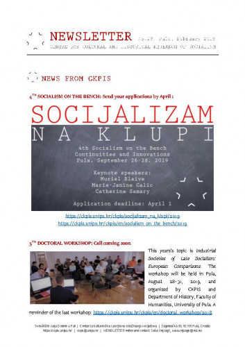 Newsletter : 28(2019) / Centre for Cultural and Historical Research of Socialism = Centar za kultorološka i povijesna istraživanja socijalizma ; editor Saša Vejzagić.