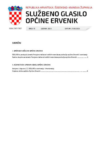 Službeno glasilo Općine Ervenik : 15(2023)  / glavni i odgovorni urednik Predrag Burza.