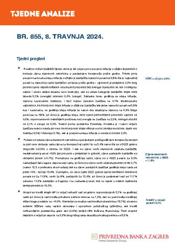 PBZ tjedne analize : 855(2024)  / Privredna banka Zagreb.