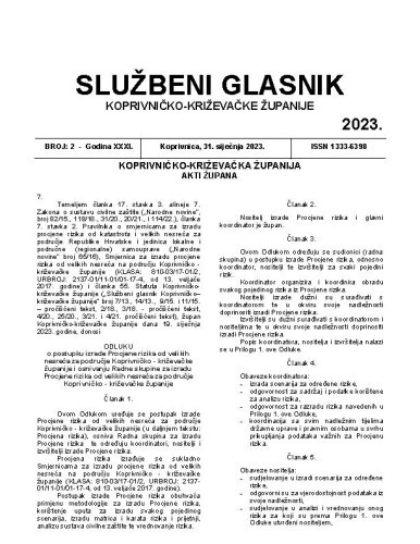 Službeni glasnik Koprivničko-križevačke županije : 31,2 (2023)  / glavni i odgovorni urednik Ljubica Belobrk Flamaceta.