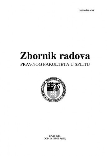 Zbornik radova Pravnog fakulteta u Splitu 56, 3(2019) / glavni i odgovorni urednik Arsen Bačić.