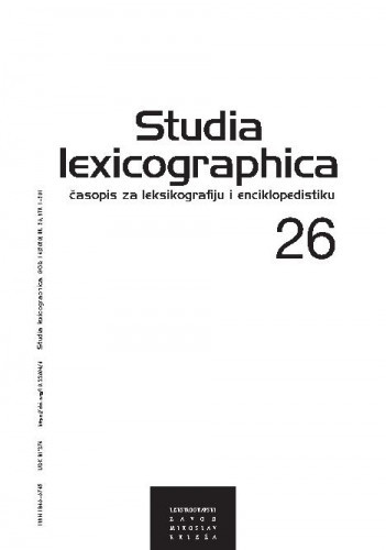 Studia lexicographica : 14,26(2020)  / glavni i odgovorni urednik Damir Boras.