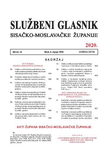 Službeni glasnik Sisačko-moslavačke županije : 27,19(2020) / glavni i odgovorni urednik Vesna Krnjaić.