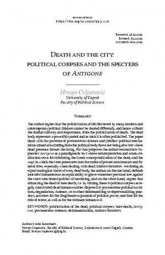 Death and the city : political corpses and the specters of Antigone / Hrvoje Cvijanović.