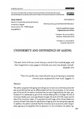 Uniformity and difference of ageing / Stipe Grgas.