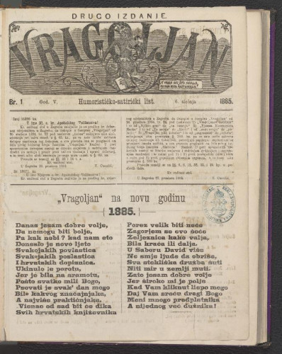 Vragoljan. God. 5, br. 1(6. siečnja 1885) (cenzurirano)