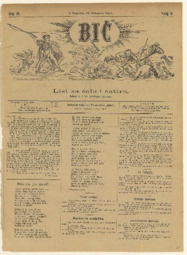 Bič (Zagreb). Tečaj 2, br. 20(15. listopada 1884) (izvorno)