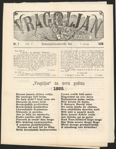 Vragoljan. God. 5, br. 1(6. siečnja 1885) (izvorno)