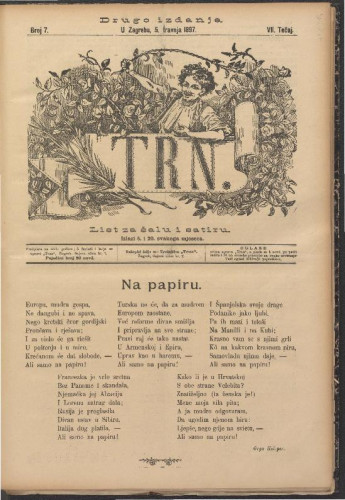 Trn (Zagreb). Tečaj 7, br. 7(5. travnja 1897) (cenzurirano)