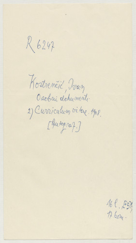 Curriculum vitae : [autobiografija] (1908). 