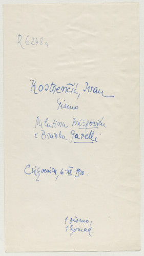 Pismo Ivana Kostrenčića Milutinu Kriškoviću i Branku Gavelli : Crikvenica, 6. XII. 1910. 
