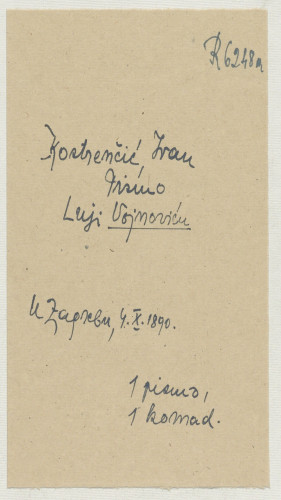 Pismo Ivana Kostrenčića Luji Vojnoviću : U Zagrebu, 4. X. 1890. 