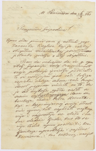 Pismo Ivana Kukuljevića Sakcinskog Ivanu Mažuraniću : Tonimir, 26. IX. 1865.