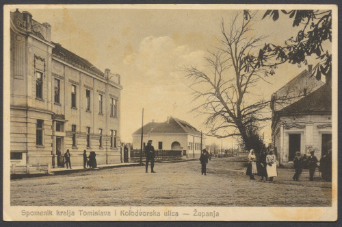 Županja  : Spomenik kralja Tomislava i Kolodvorska ulica